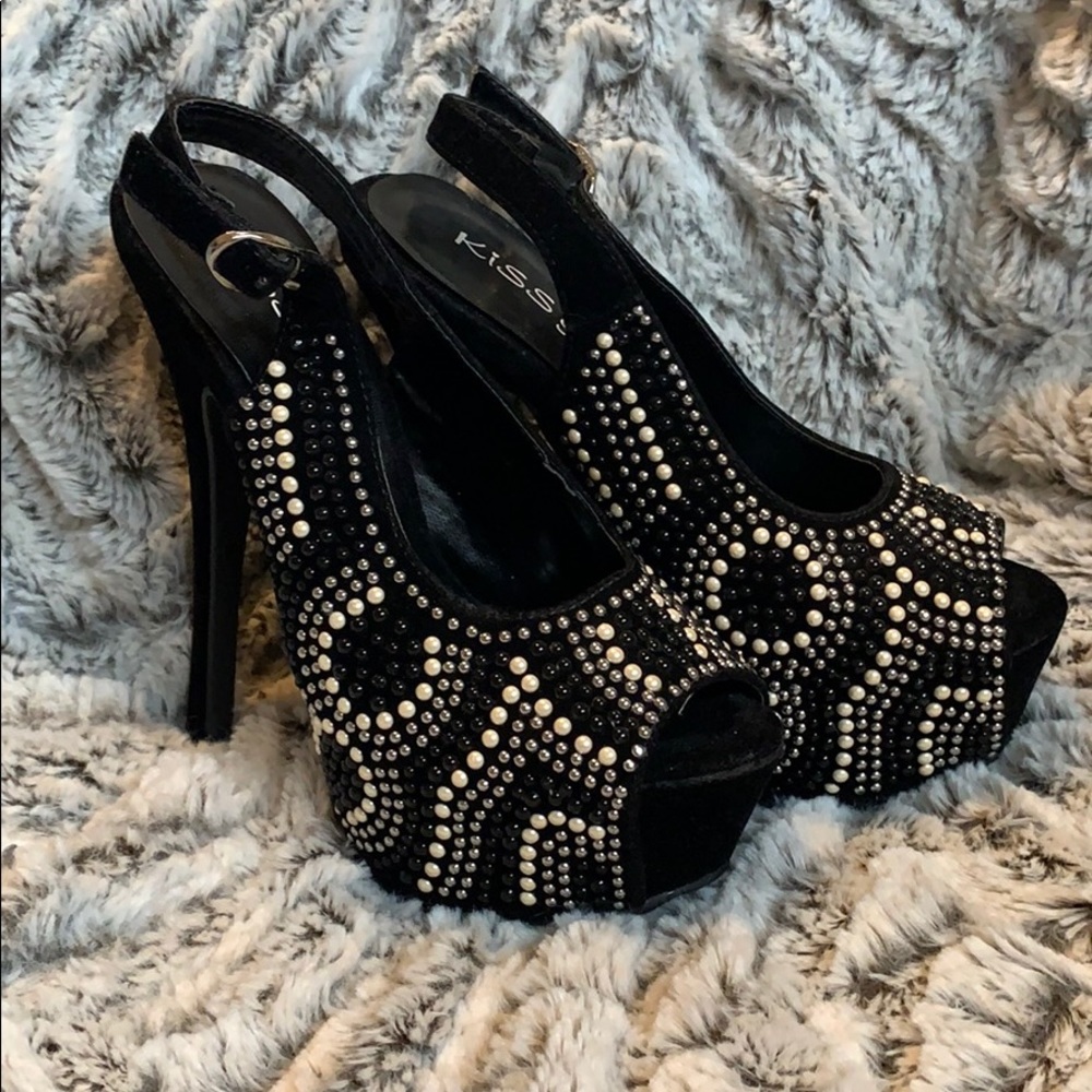 Black and white heels